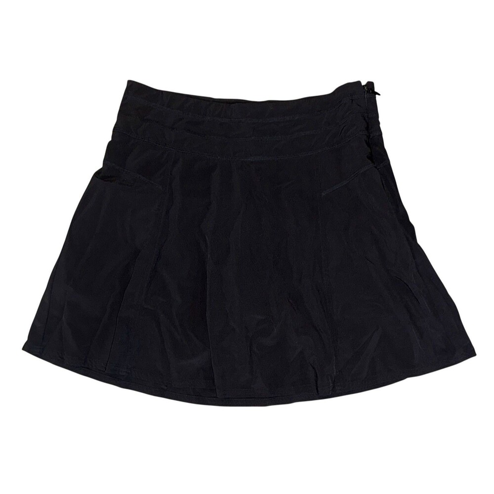 Athleta All Day Skort Black Pocket Stretch A-Line Flare Side Zip Women’s Size 4